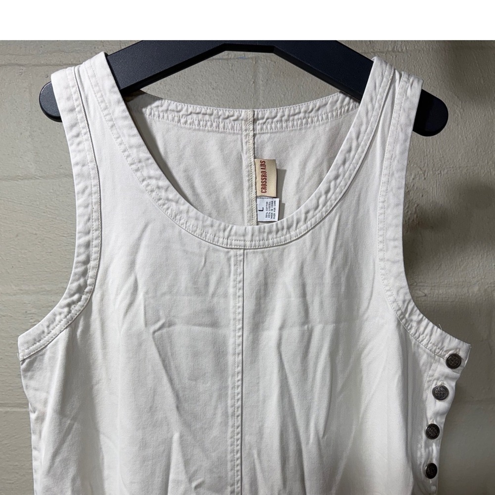 Crossroads Womens Large White Cotton Lyocell Sleeveless Side‎ Button Maxi Dress - Picture 4 of 9